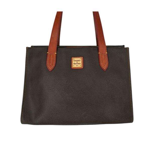 Dooney & Bourke Pebble Grain Leather Small Shopper Tote Classic Old Money Brown - Picture 1 of 16